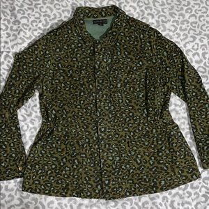 Green Leopard Military Style Jacket